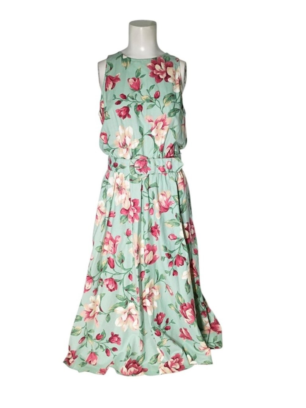Jessica Howard Fit & Flare Belted Midi Dress 10 Garden Floral Pockets Cottage US